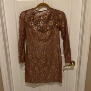 Formal short lace dress.